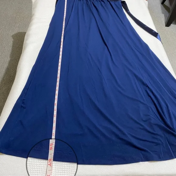 Angel Maternity Dark Navy Maternity Evening Maxi Dress Sleeveless  L - Picture 12 of 13